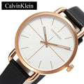 Calvin Klein Even White Dial Black Leather Strap Watch for Women - K7B236C6