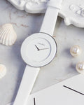 Calvin Klein Chic White Dial White Leather Strap Watch for Women - K7N23TK2