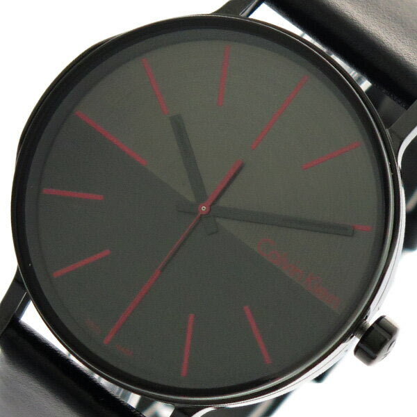 Calvin Klein Boost Black Dial Black Leather Strap Watch for Men - K7Y214CY