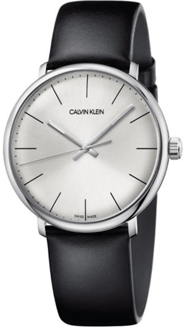 Calvin Klein High Noon Quartz White Dial Black Leather Strap Watch for Men - K8M211C6