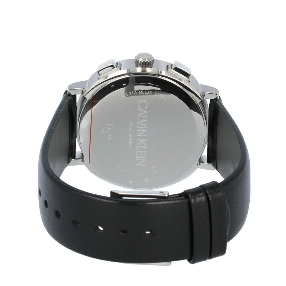 Calvin Klein Chronograph Blue Dial Black Leather Strap Watch for Men - K8Q371CN