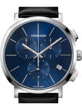 Calvin Klein Chronograph Blue Dial Black Leather Strap Watch for Men - K8Q371CN