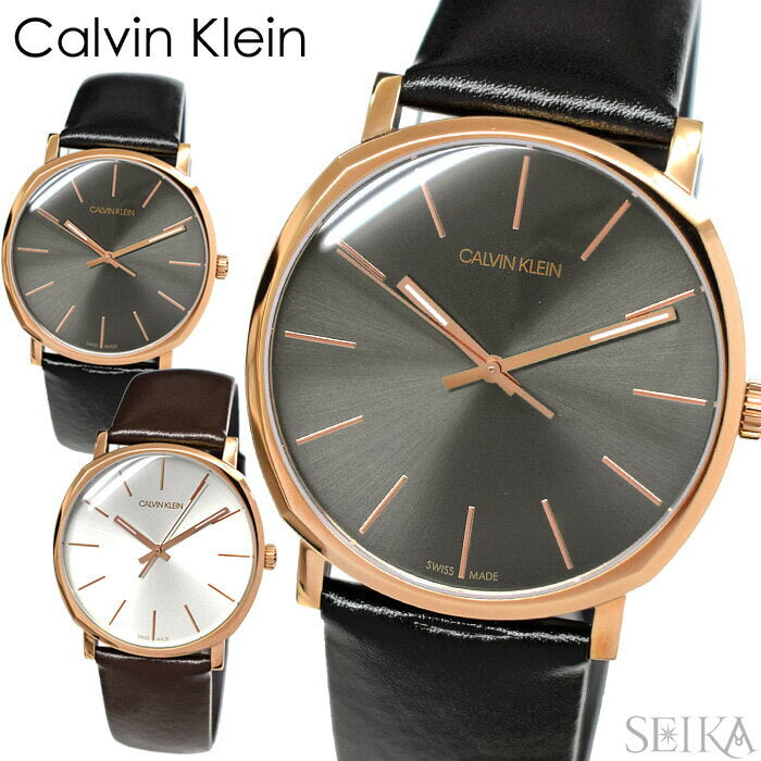 Calvin Klein Posh Black Dial Black Leather Strap Watch for Men - K8Q316C3