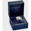 Tommy Hilfiger Bank Multifunction Quartz White Dial Blue Rubber Strap Watch for Men - 1791778