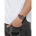 Citizen Eco-Drive Multi Function Day & Date Black Dial Brown Leather Strap Watch For Men - AO9003-08E