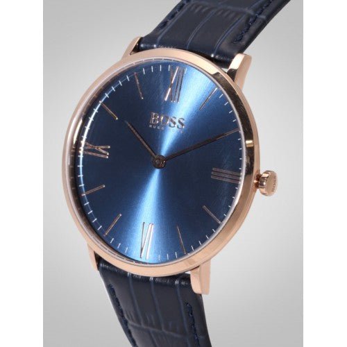 Hugo Boss Jackson Blue Dial Black Leather Strap Watch for Men - 1513371