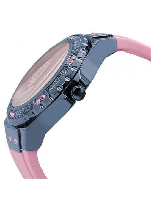 Guess Limelight Blue Dial Pink Rubber Strap Watch For Women - W0775L5