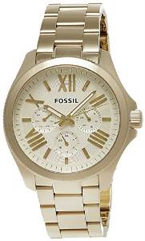 Fossil Cecile Multifunction Champagne Dial Gold Steel Strap Watch for Women - AM4510