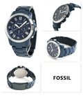 Fossil Grant Chronograph Blue Dial Blue Steel Strap Watch for Men - FS5230