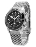 Breitling Superocean Heritage Chronograph 44 Black Dial Silver Mesh Bracelet Watch for Men - A13313121B1A1