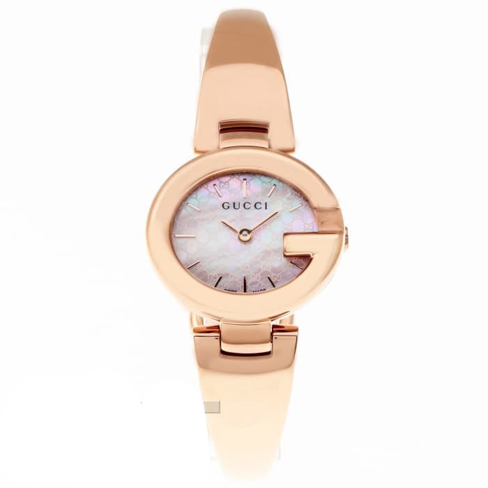 Gucci Guccisima Mother of Pearl White Dial Rose Gold Steel Strap Watch for Women - YA134512