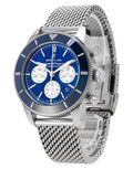 Breitling Superocean Heritage B01 Chronograph 44 Blue Dial Silver Mesh Bracelet Watch for Men - AB0162161C1A1