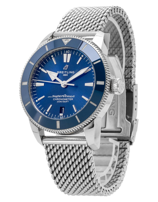 Breitling Superocean Heritage B20 Automatic 44 Blue Dial Silver Mesh Bracelet Watch for Men - AB2030161C1A1