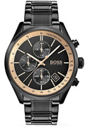 Hugo Boss Grand Prix Chronograph Black Dial Black Steel Strap Watch for Men - 1513578