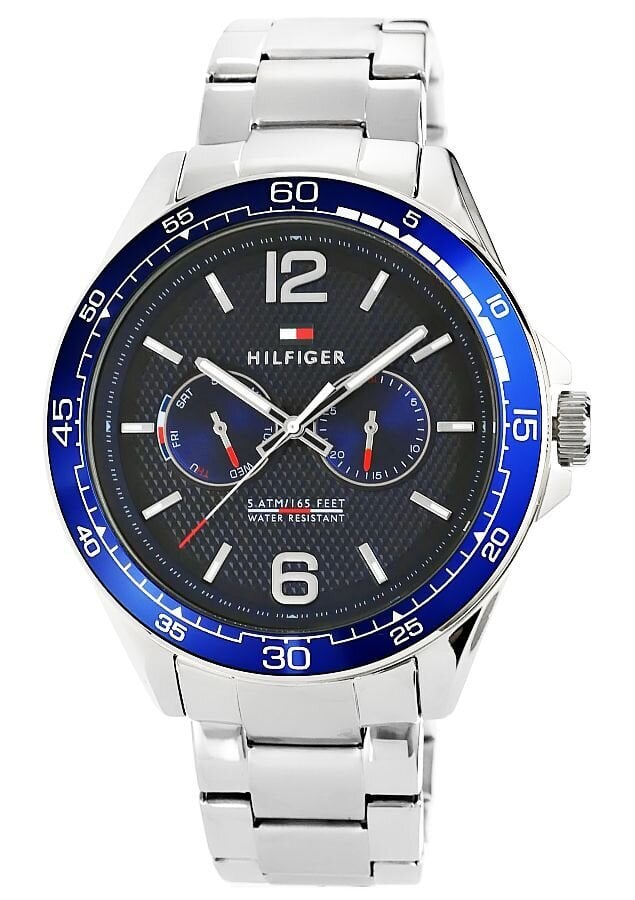 Tommy Hilfiger Erik Chronograph Blue Dial Silver Steel Strap Watch for Men - 1791366