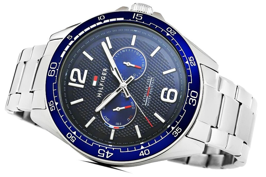 Tommy Hilfiger Erik Chronograph Blue Dial Silver Steel Strap Watch for Men - 1791366