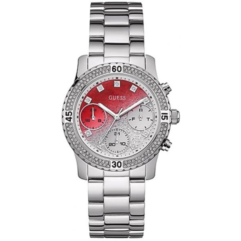 Guess Confetti Diamonds Silver Dial Silver Steel Strap Watch for Women - W0774L7