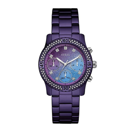 Guess Confetti Diamonds Purple Dial Purple Steel Strap Watch for Women - W0774L4