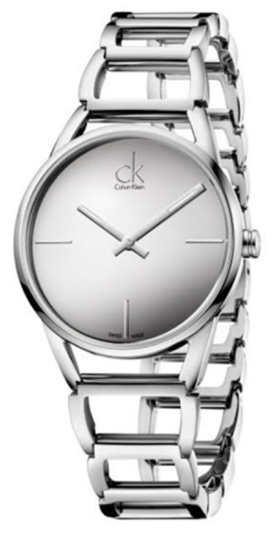 Calvin Klein Stately Silver Dial Silver Steel Strap Watch for Women - K3G23128