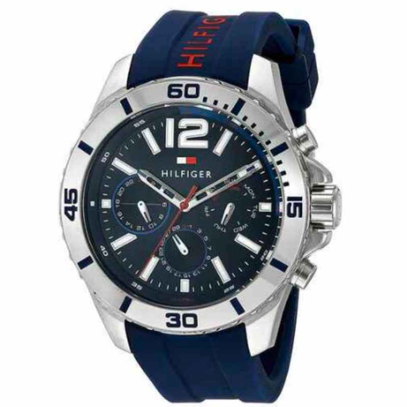 Tommy Hilfiger Nolan Chronograph Blue Dial Blue Rubber Strap Watch for Men - 1791142