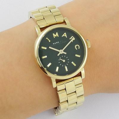 Marc Jacobs Baker Green Dial Gold Stainless Steel Strap Watch for Women - MBM3249