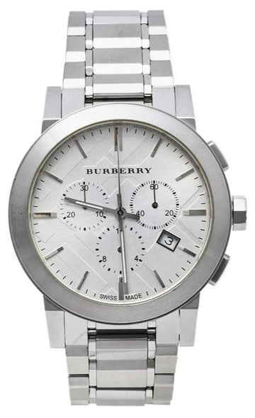 Burberry The City Chronograph Silver Dial Silver Steel Strap Watch for Men - BU9350