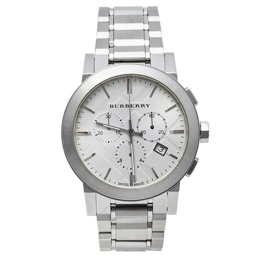 Burberry The City Chronograph Silver Dial Silver Stainless Steel Strap Watch for Men - BU9350