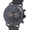 Emporio Armani Aviator Black Dial Black Mesh Bracelet Watch For Men - AR11142