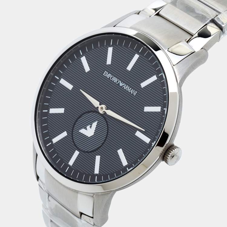 Emporio Armani Renato Quartz Black Dial Silver Steel Strap  Watch For Men - AR11118