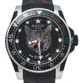 Gucci Dive Feline Quartz Black Dial Black Rubber Strap Watch For Men - YA136323