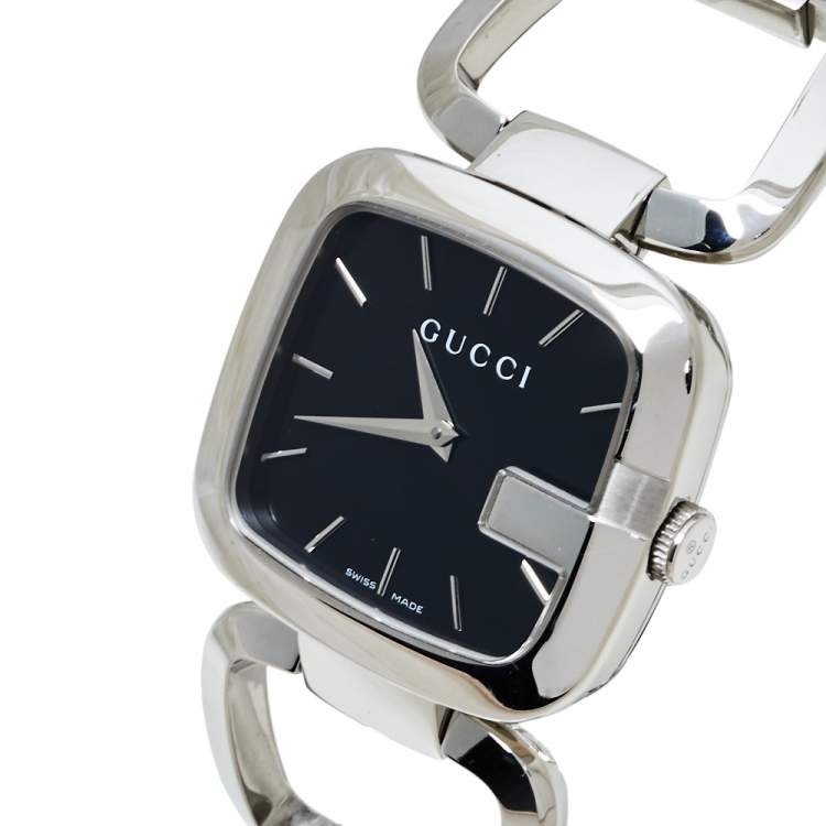 Gucci G-Gucci 125 Black Dial Silver Steel Strap Watch For Women - YA125407