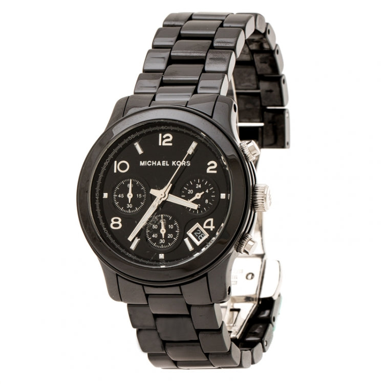 Michael Kors Runway Black Ceramic Dial Black Steel Strap Watch for Women - MK5162