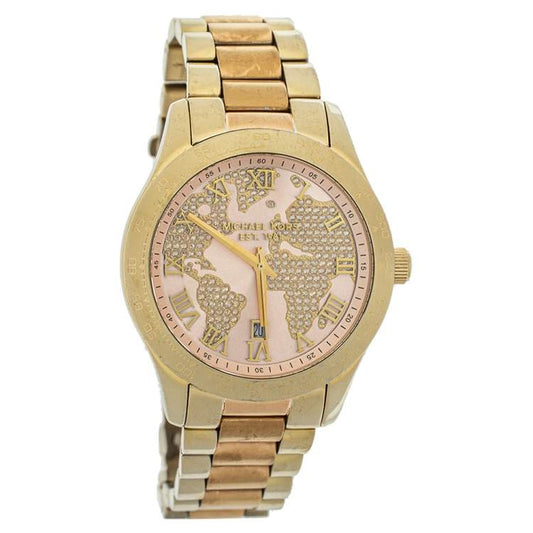 Michael Kors Layton Rose Gold Dial Gold Stainless Steel Strap Watch for Women - MK6476