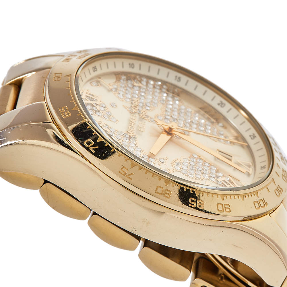 Michael Kors Layton Chronograph Gold Dial Gold Steel Strap Watch for Women - MK5959