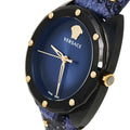 Versace Shadov Quartz Black Dial Blue Leather Strap Watch for Men - VEBM00418