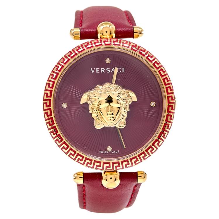 Versace Palazzo Empire Red Dial Red Leather Strap Watch for Women - VCO120017