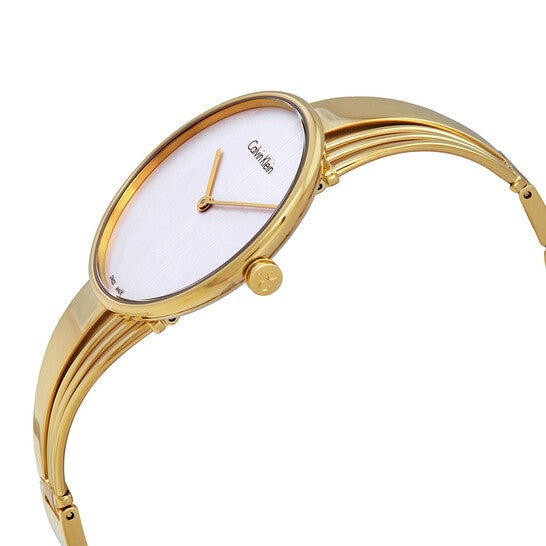 Calvin Klein Drift Silver Dial Gold Steel Strap Watch for Women - K6S2N516