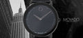 Movado Sapphire Black Dial Black Leather Strap Watch for Men - 606884