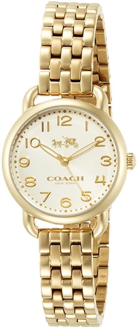 Coach Delancey White Dial Gold Steel Strap Watch for Women - 14502241