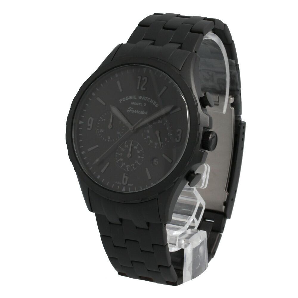 Fossil Forrester Chronograph Black Dial Black Steel Strap Watch for Men - FS5697