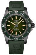 Breitling Superocean Automatic 46 Green Dial Green Rubber Strap Watch for Men - M173681A1L1S1