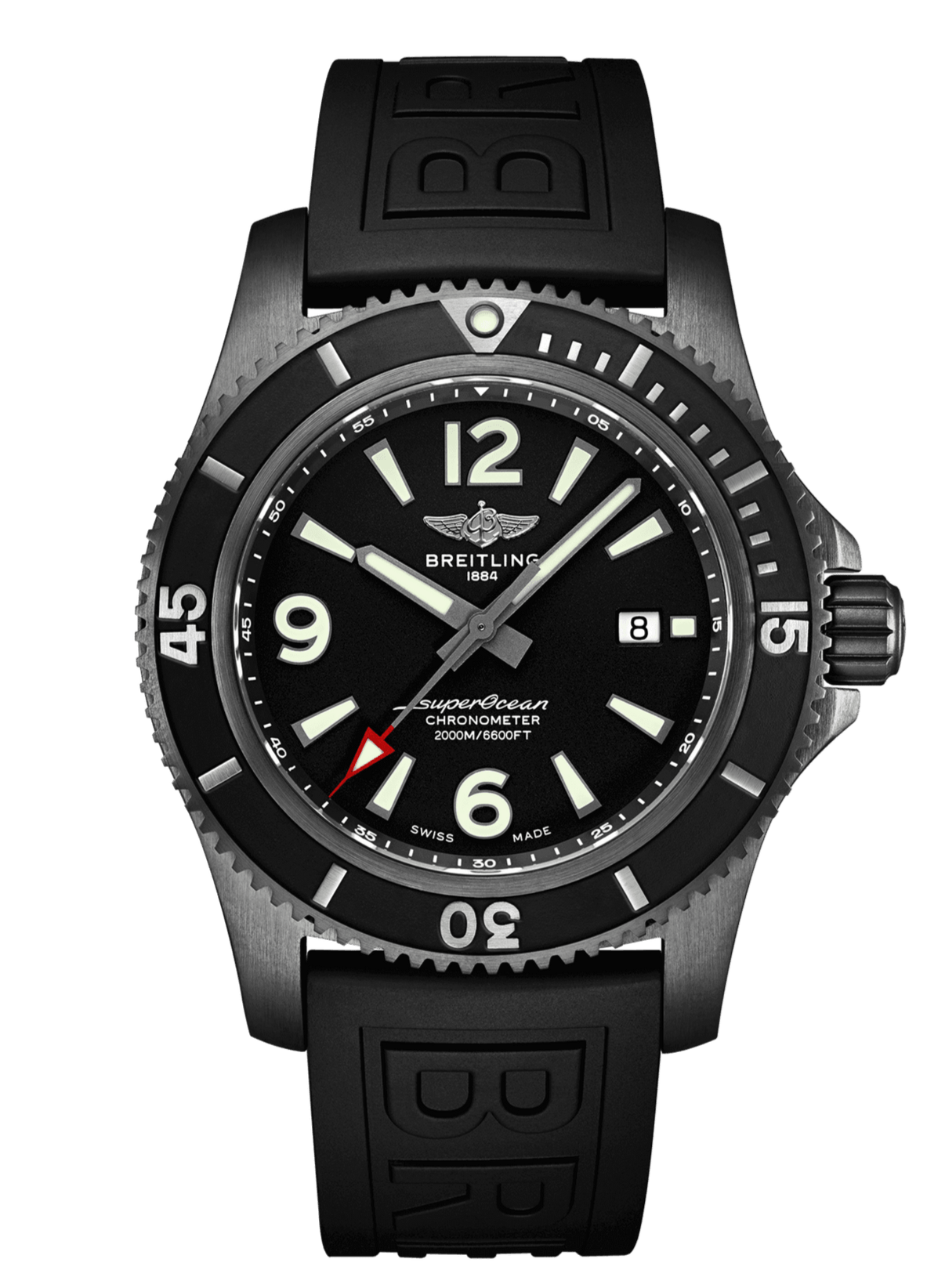 Breitling Superocean Automatic 46mm Black Dial Black Rubber Strap Watch for Men - M17368B71B1S1