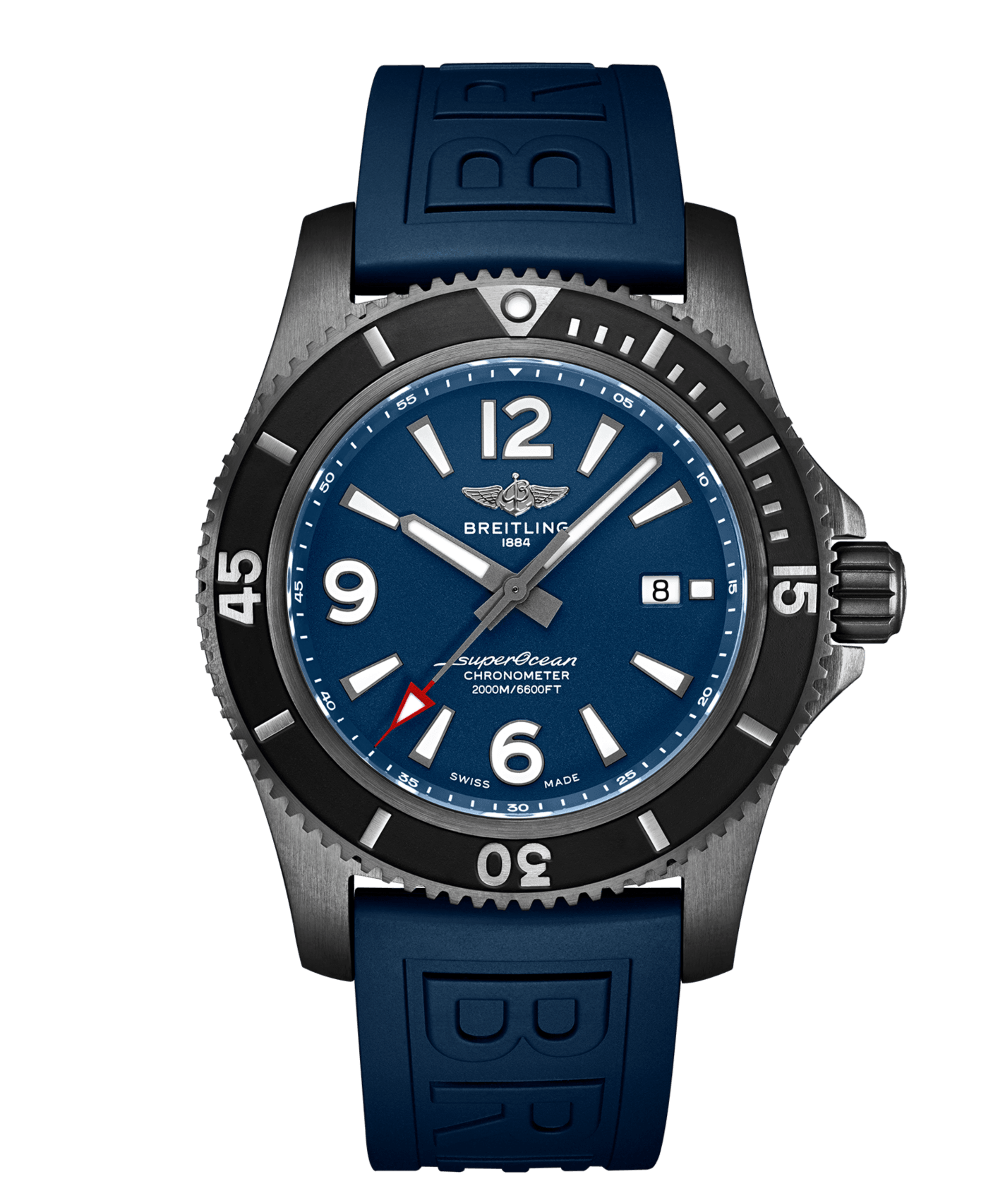 Breitling Superocean Automatic 46mm Blue Dial Blue Rubber Strap Watch for Men - M17368D71C1S1