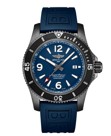 Breitling Superocean Automatic 46mm Blue Dial Blue Rubber Strap Watch for Men - M17368D71C1S1