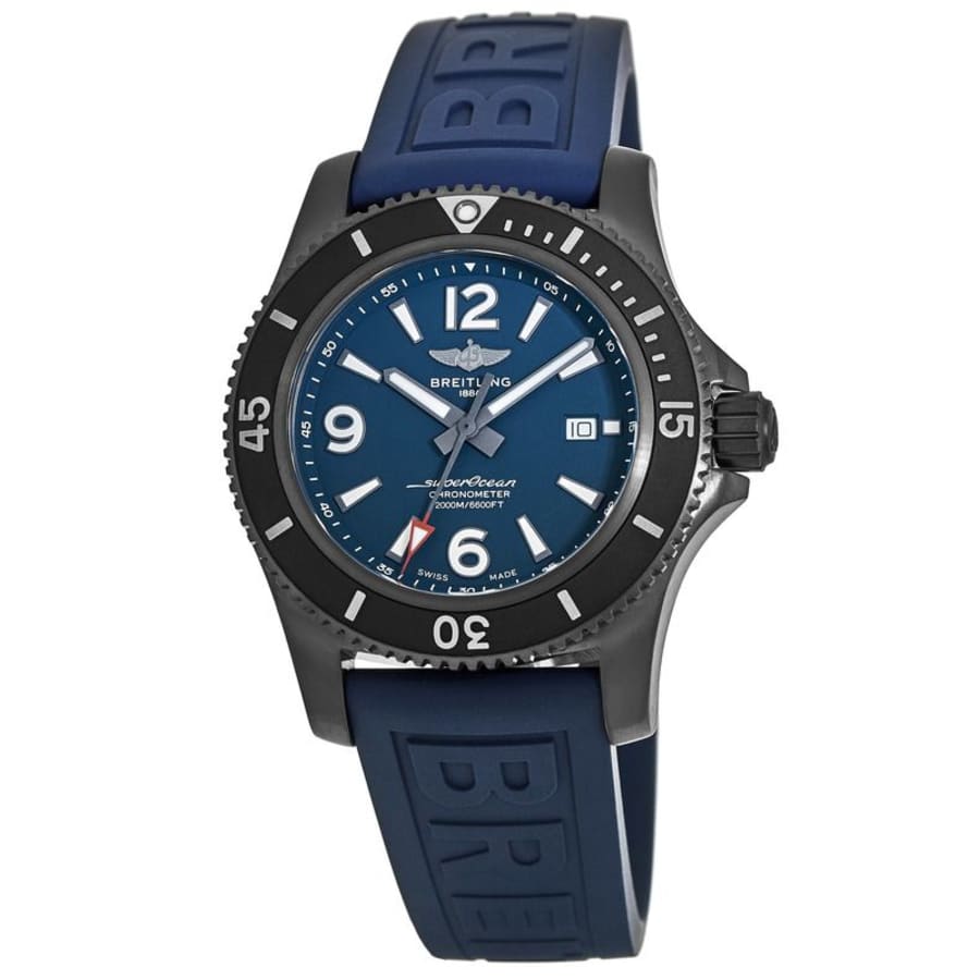 Breitling Superocean Automatic 46mm Blue Dial Blue Rubber Strap Watch for Men - M17368D71C1S1