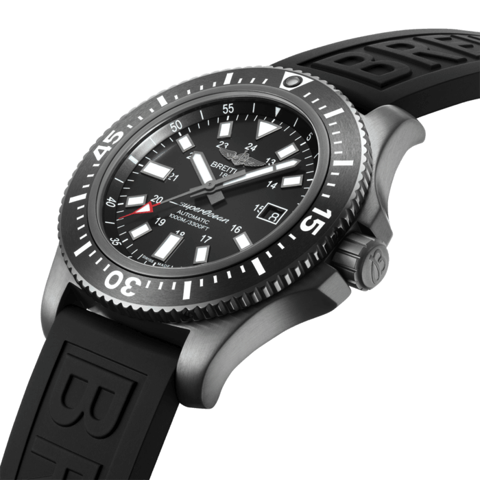 Breitling Superocean 44mm Special Volcano Black Dial Black Rubber Strap Watch for Men - M17393131B1S1