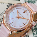 Michael Kors Cinthia Mother of Pearl Dial Pink Leather Strap Watch for Women - MK2663