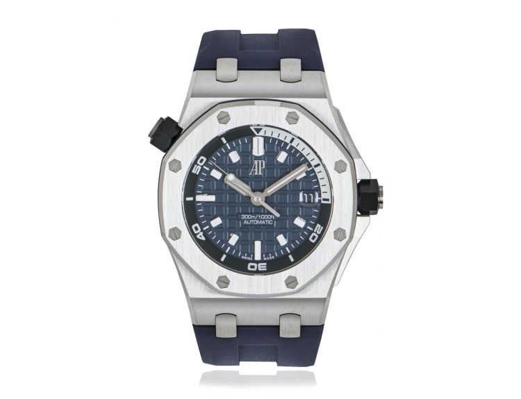 Audemars Piguet Royal Oak Offshore Diver Blue Dial Blue Rubber Strap Watch for Men - 15720ST.OO.A027CA.01