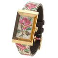 Gucci G-Frame Floral Ivory Dial White Leather Strap Watch For Women - YA147406