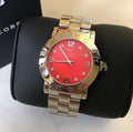 Marc Jacobs Marc Amy Red Dial Silver Stainless Steel Strap Watch for Women - MBM3302